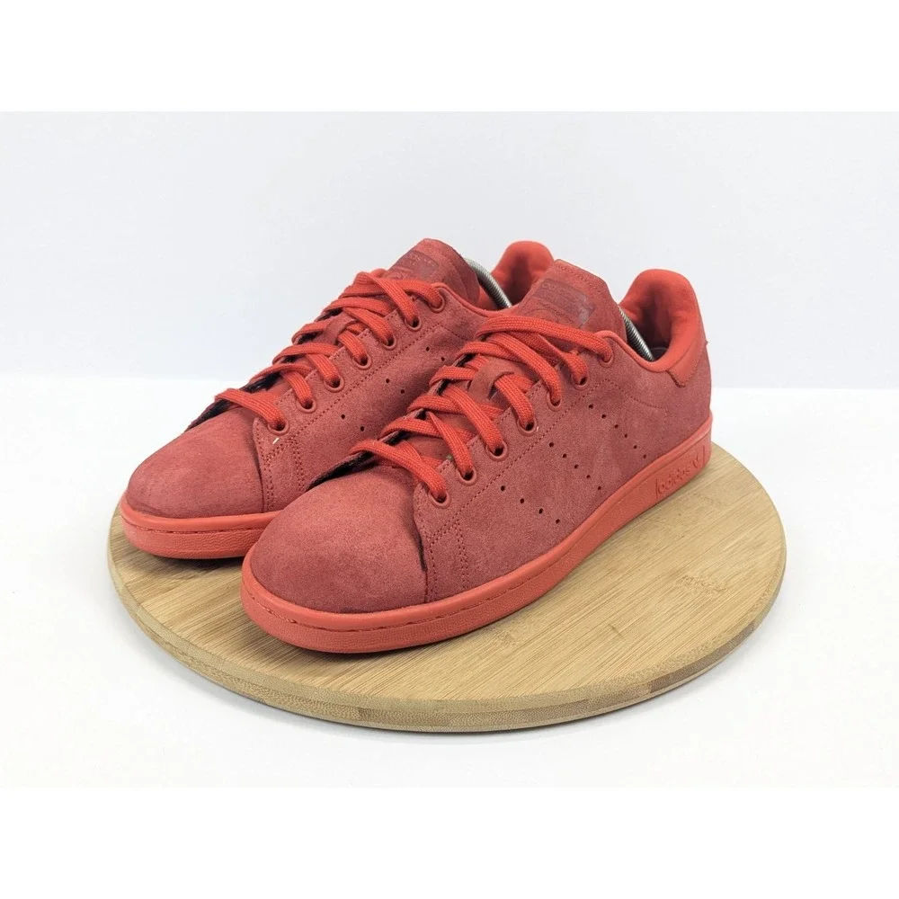 Adidas Stan Smith Shoes Mens 10 Power Red Suede Low Top Sneakers S75109‎
